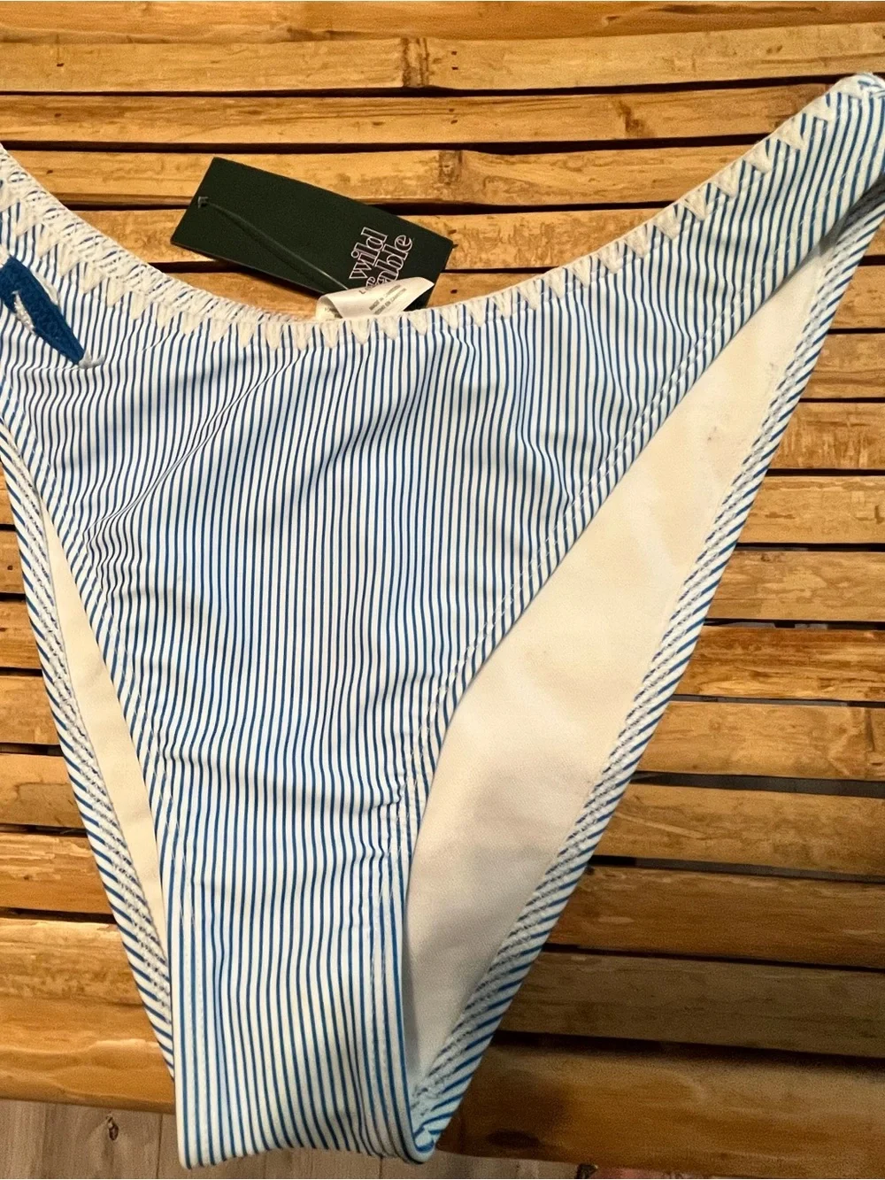 Wild Fable Blue & White Striped Nautical Appliqué Bikini Set